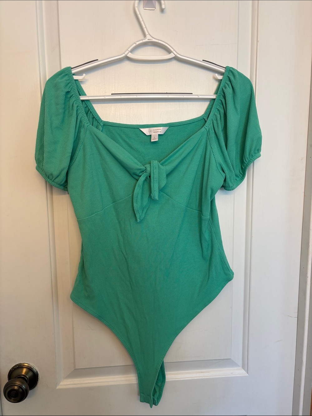 LC Lauren Conrad Tie-Front Puff Sleeve Bodysuit